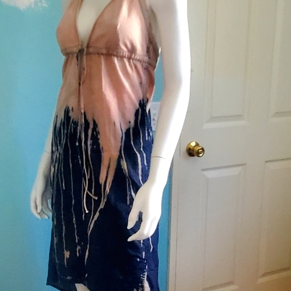 Diesel Pink Splatter Denim Plunge Halter Dress - Picture 4 of 4